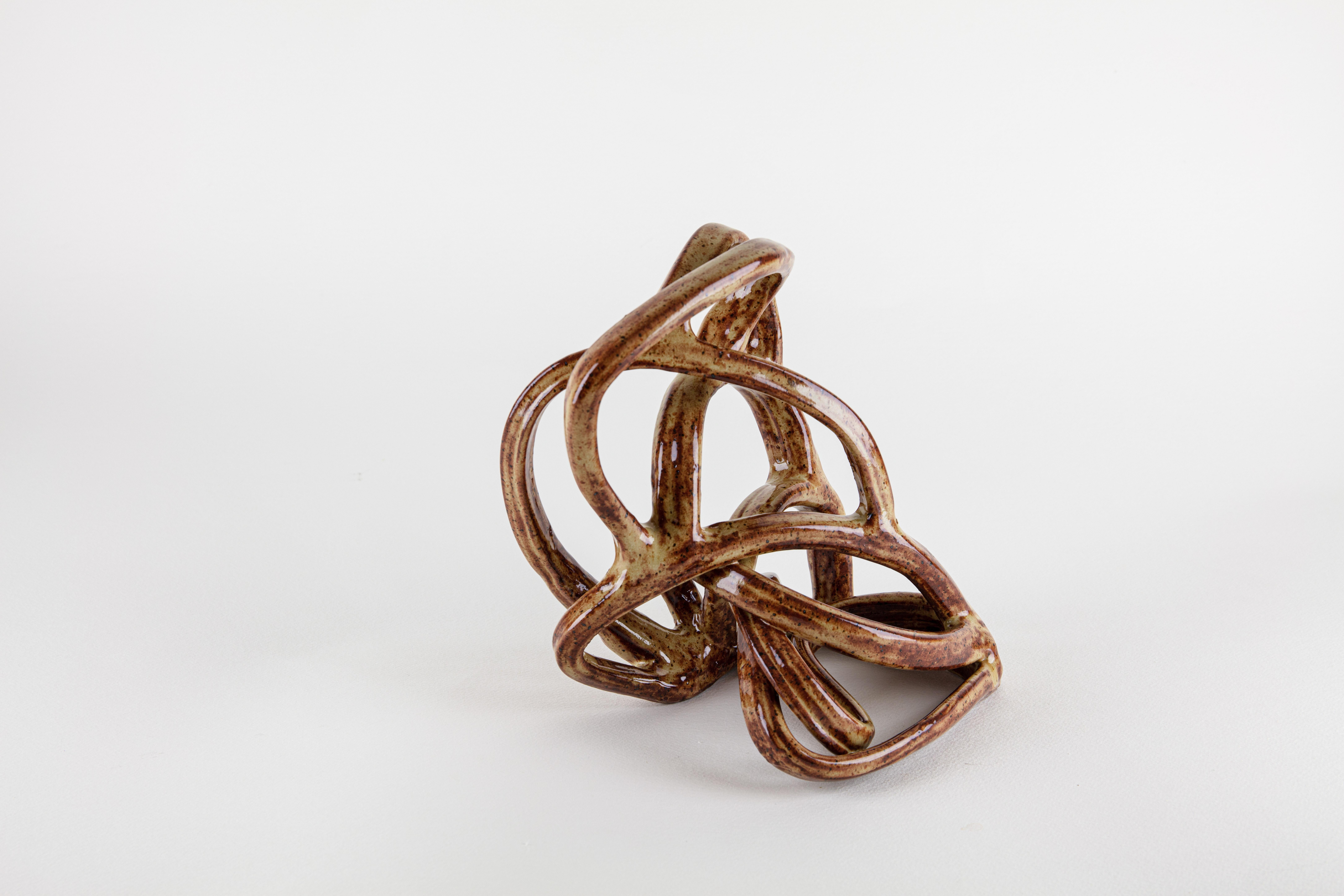 Brambles 3, sculpture abstraite en céramique, marron