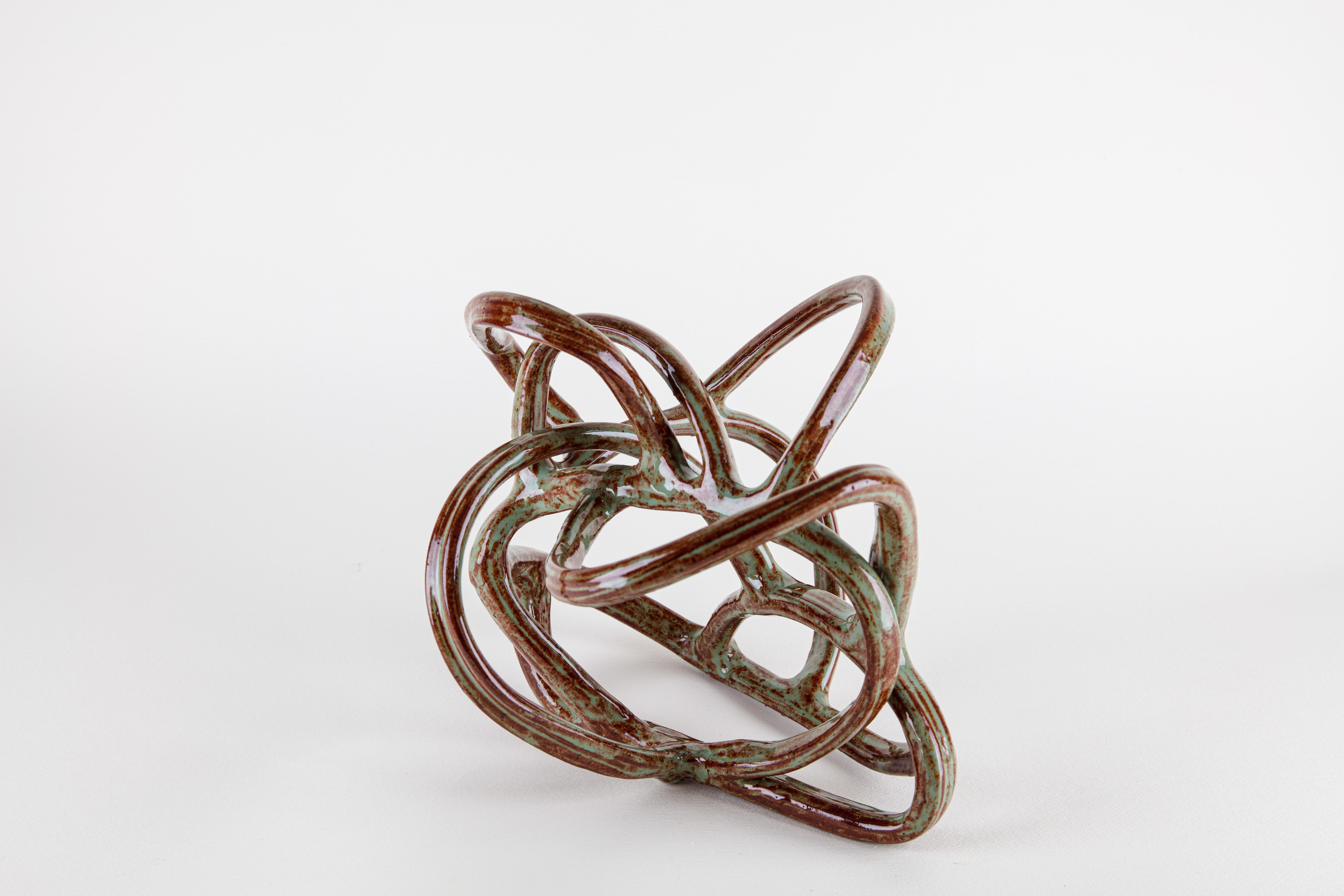 Brambles 4, Abstract ceramic sculpture, brown - Sculpture by Rachelle Krieger