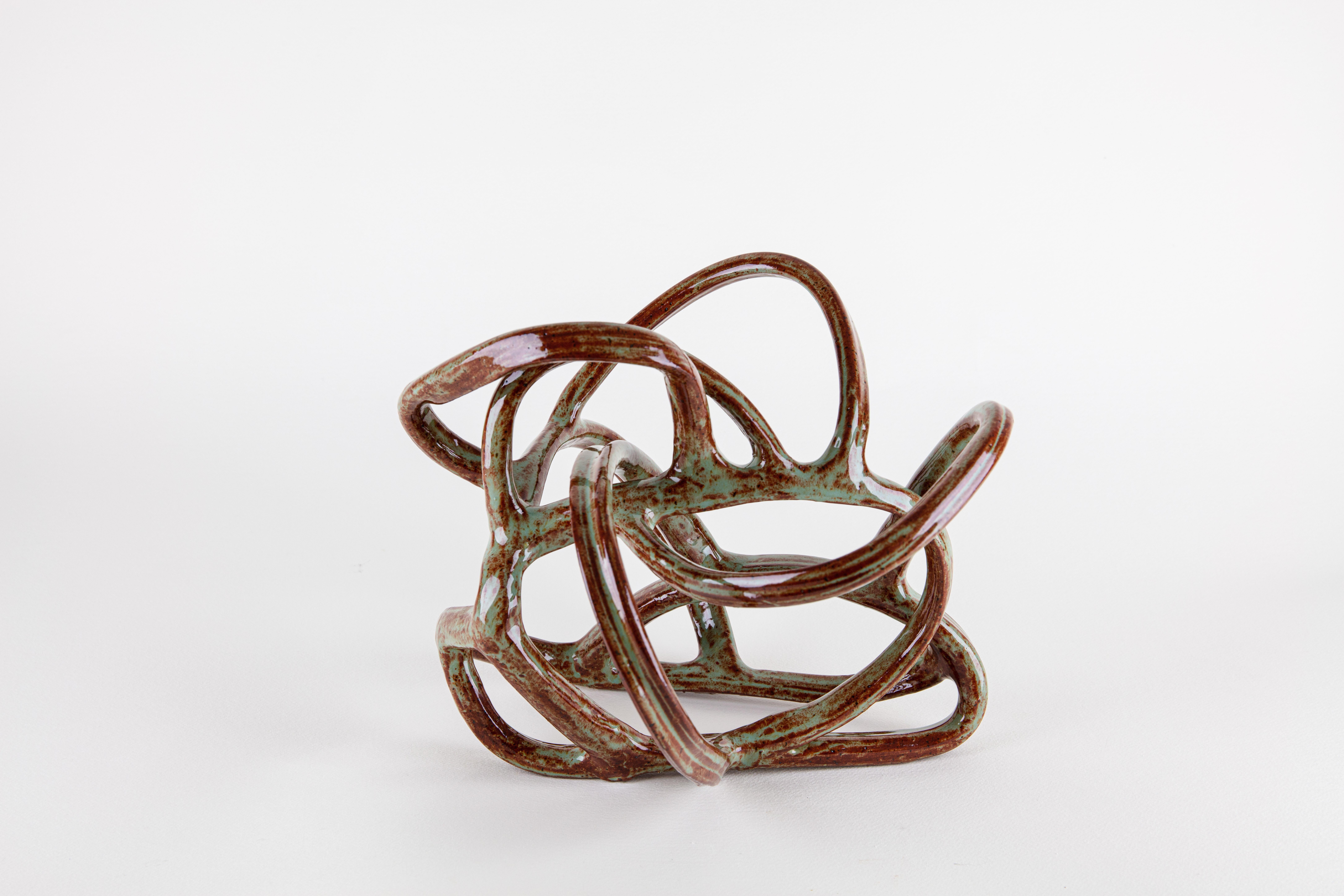Brambles 4, sculpture abstraite en céramique, marron