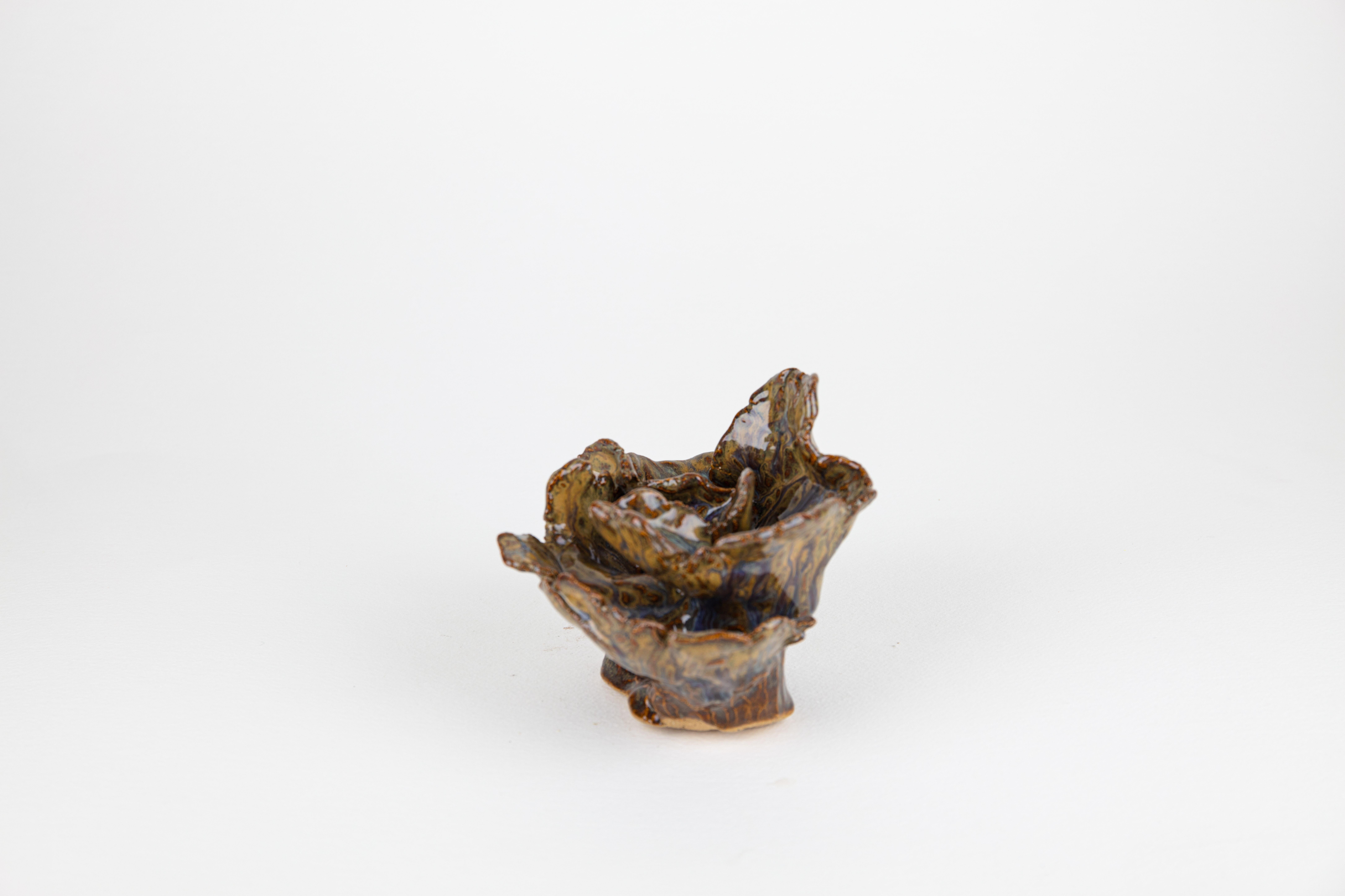 Lichen 2, Abstract ceramic sculpture, brown - Sculpture by Rachelle Krieger
