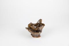 Lichen 2, Abstract ceramic sculpture, brown
