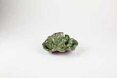 Lichen 3, Abstract ceramic sculpture, green flower