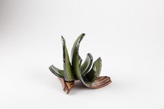 Shoots 1, Abstract ceramic sculpture, green and brown