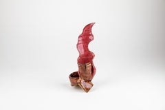 Shoots 2, Abstract ceramic sculpture, red and brown