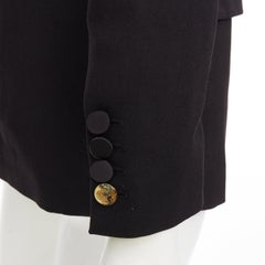RACIL Hatanaka black wool pique satin trim double breasted tuxedo blazer FR34 XS