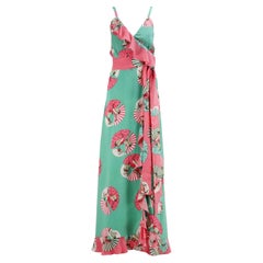 Racil Rüschenbedrucktes Maxikleid aus Seidenkrepp De Chine FR 34 UK 6