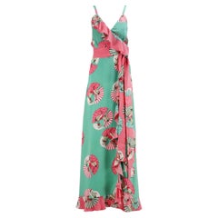 Racil Ruffed Printed Silk Crepe De Chine Maxi Dress FR 34 UK 6