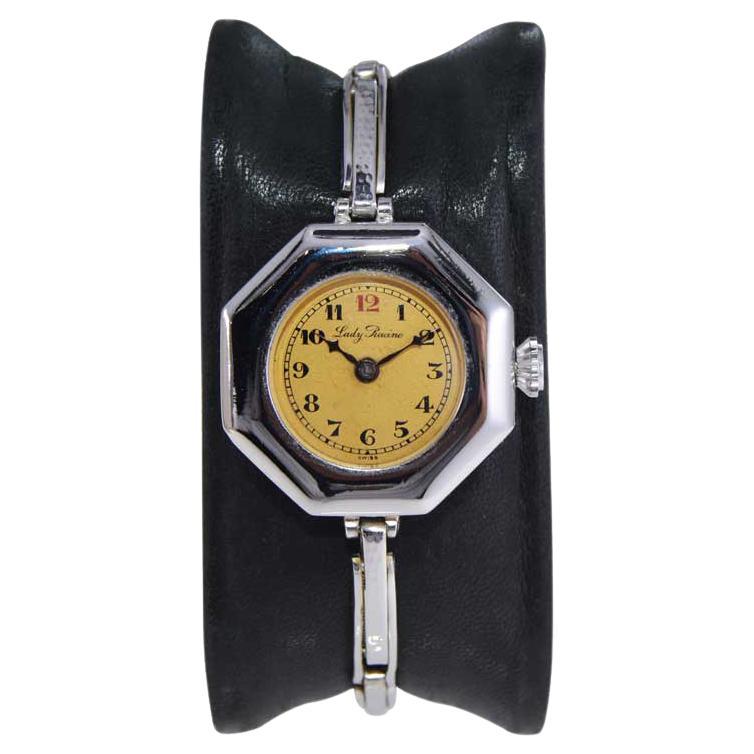 Racine von Gallet & Co. Sterlingsilber-Uhr mit Original-Armband von 1915