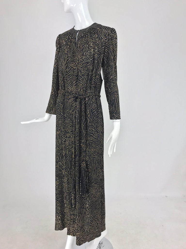 Racine Paris black and gold glitter Maxi dress with Tassel belt 1970s ...