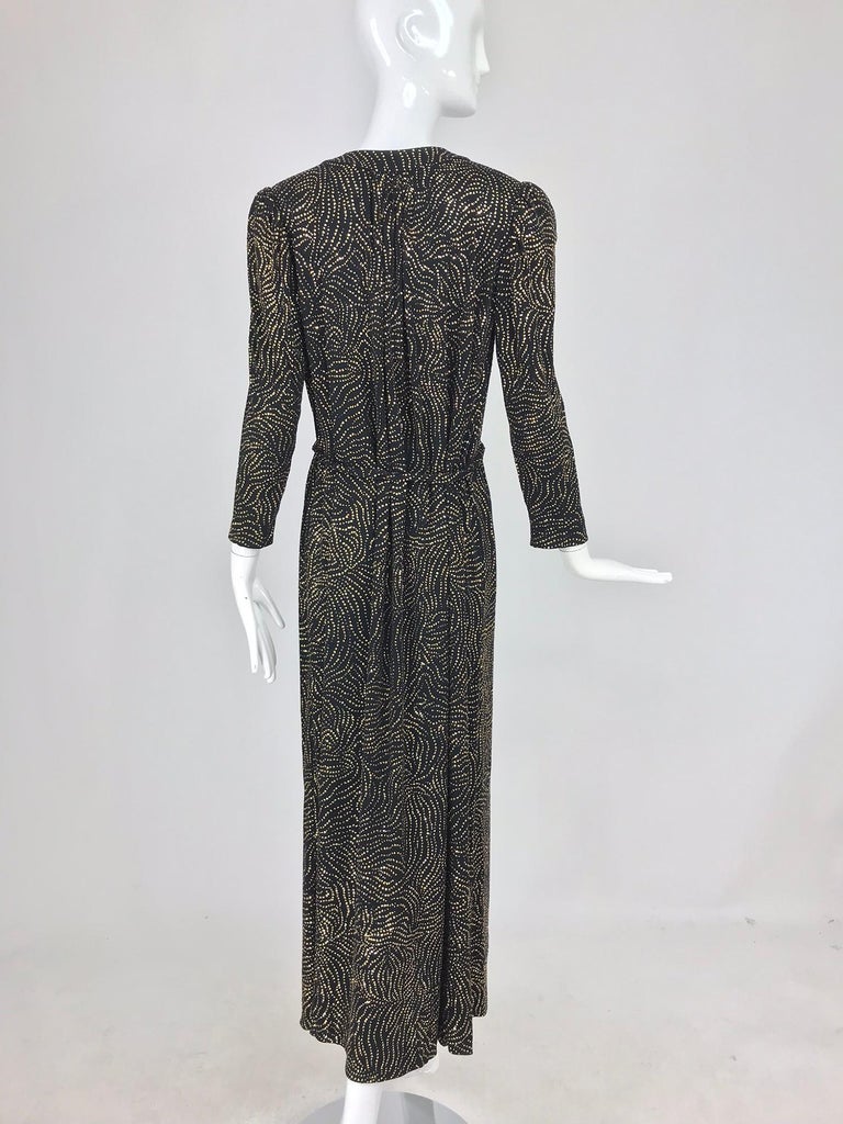 Racine Paris black and gold glitter Maxi dress with Tassel belt 1970s ...