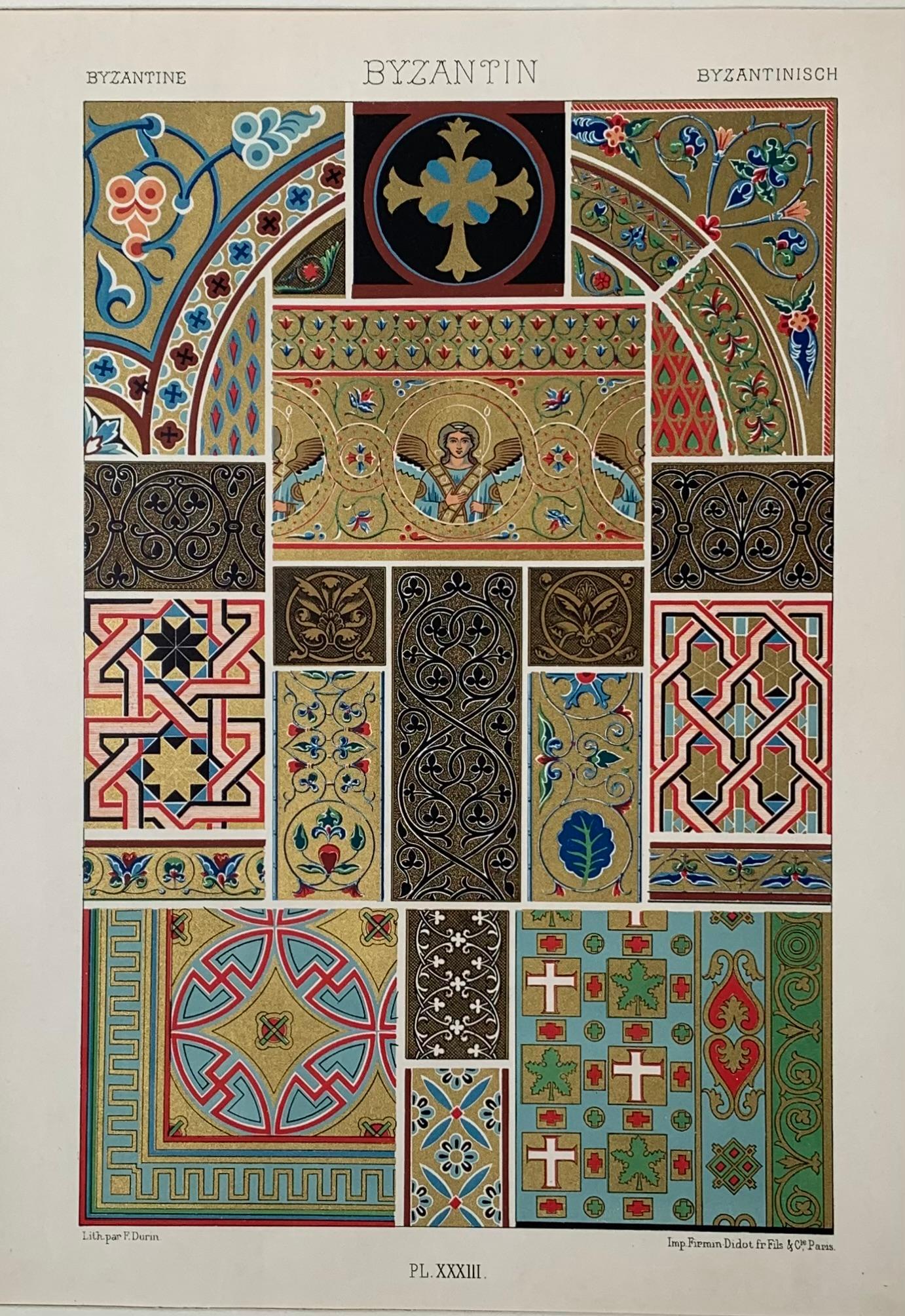 Racinet, Auguste, L'Ornement Polychrome, Paris, Firmin-Didot, Set di 4 pezzi bizantini in vendita 4