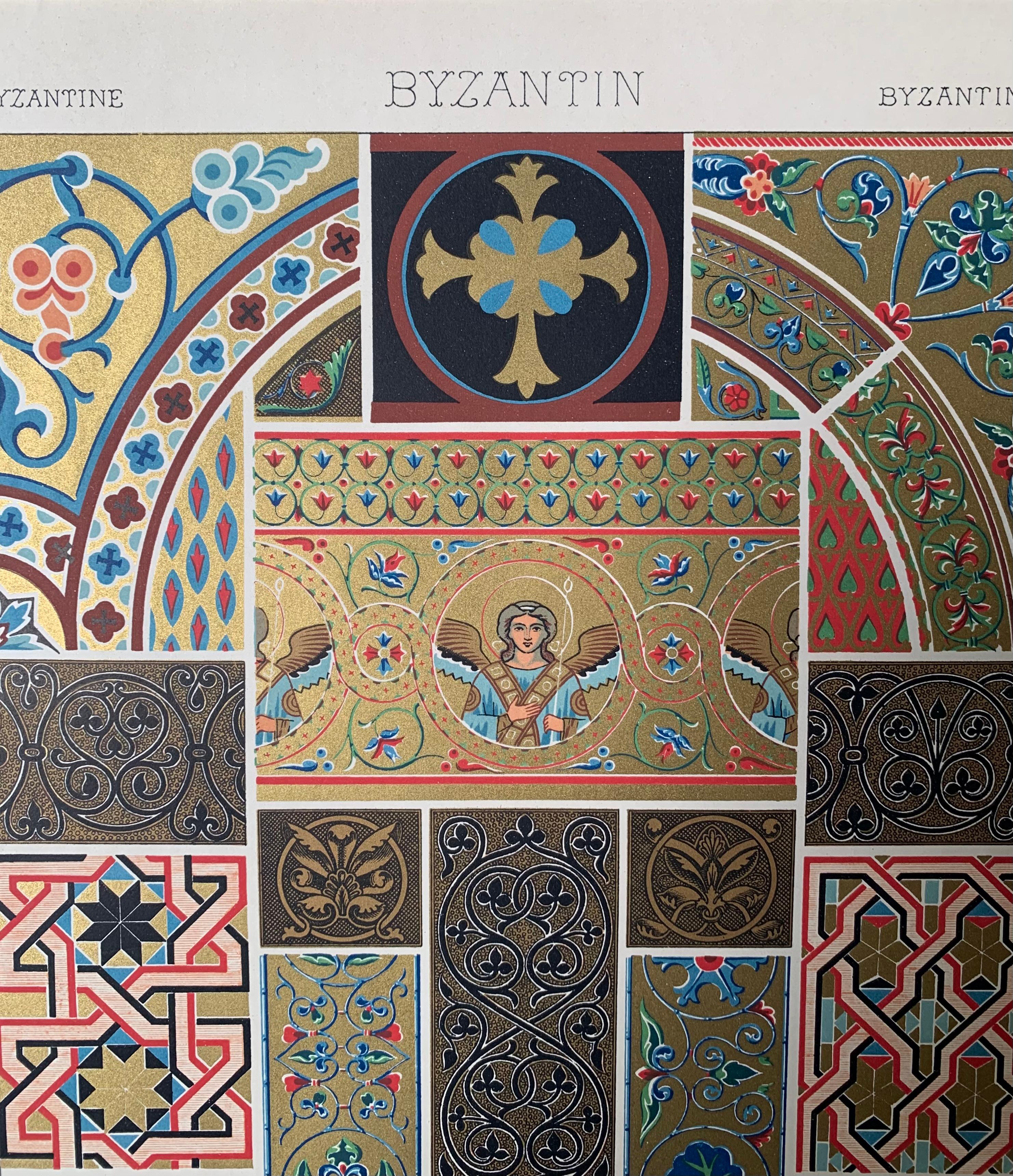 Racinet, Auguste, L'Ornement Polychrome, Paris, Firmin-Didot, Set di 4 pezzi bizantini in vendita 5