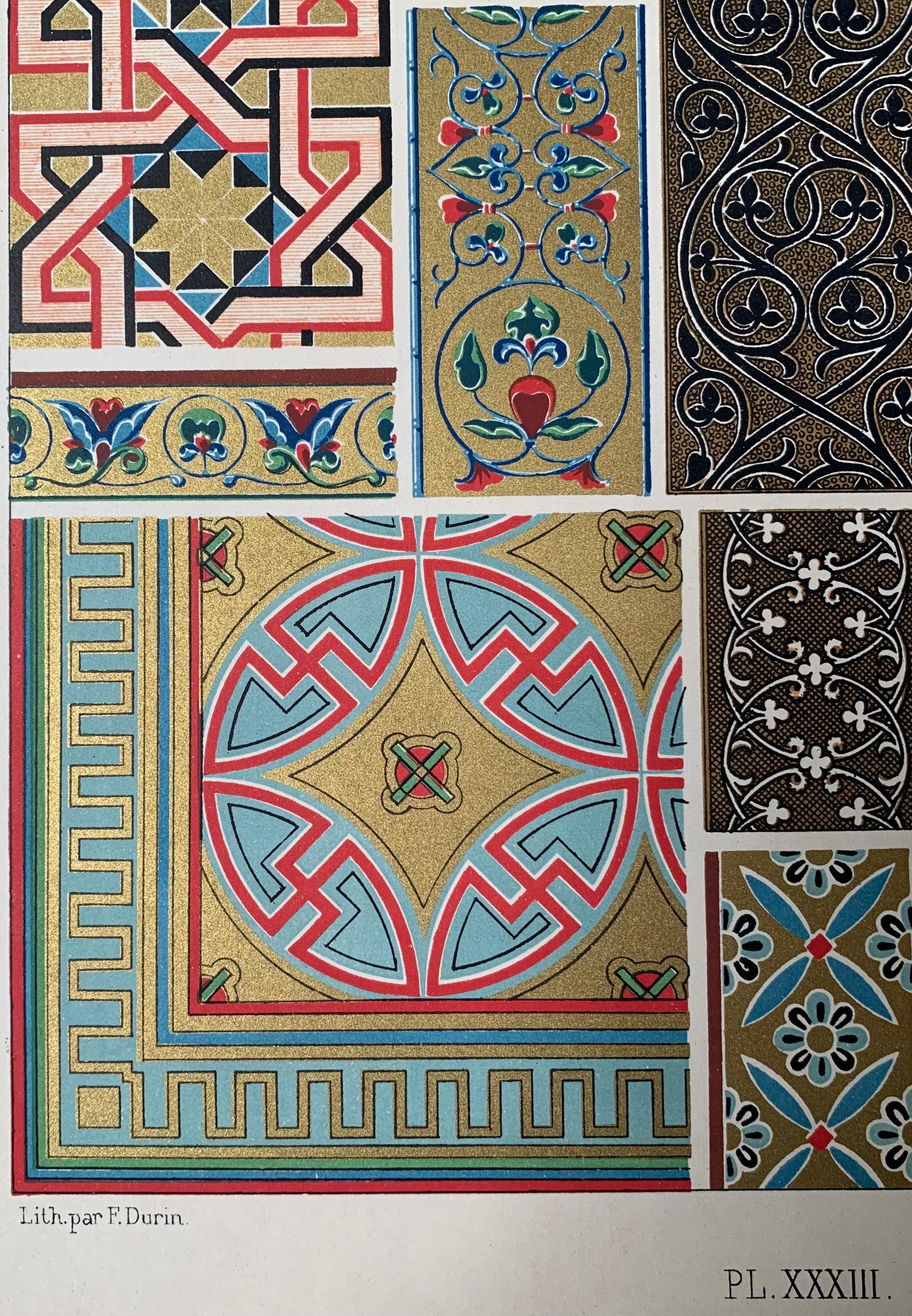 Racinet, Auguste, L'Ornement Polychrome, Paris, Firmin-Didot, Set di 4 pezzi bizantini in vendita 6