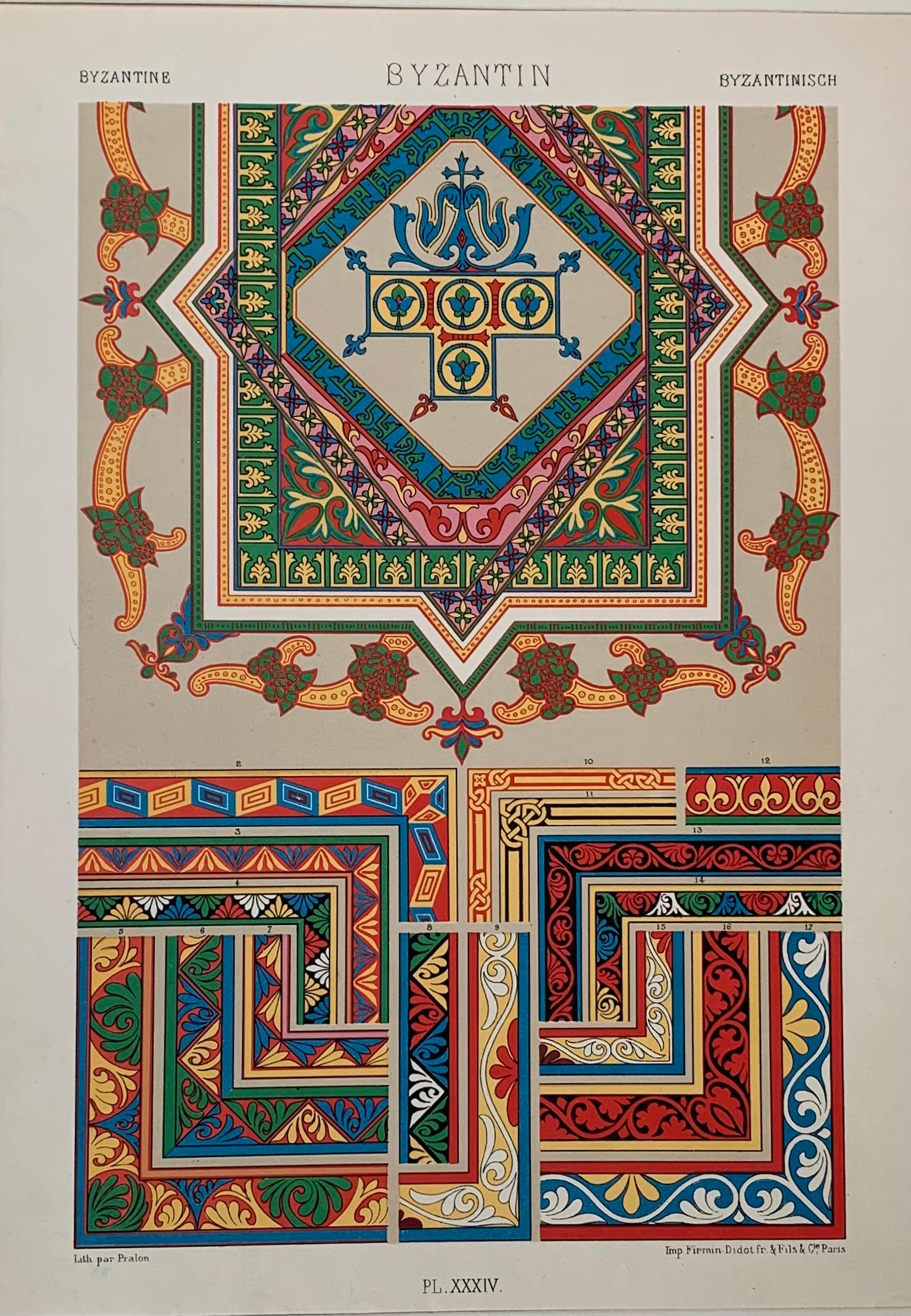 Racinet, Auguste, L'Ornement Polychrome, Paris, Firmin-Didot, Set di 4 pezzi bizantini in vendita 7