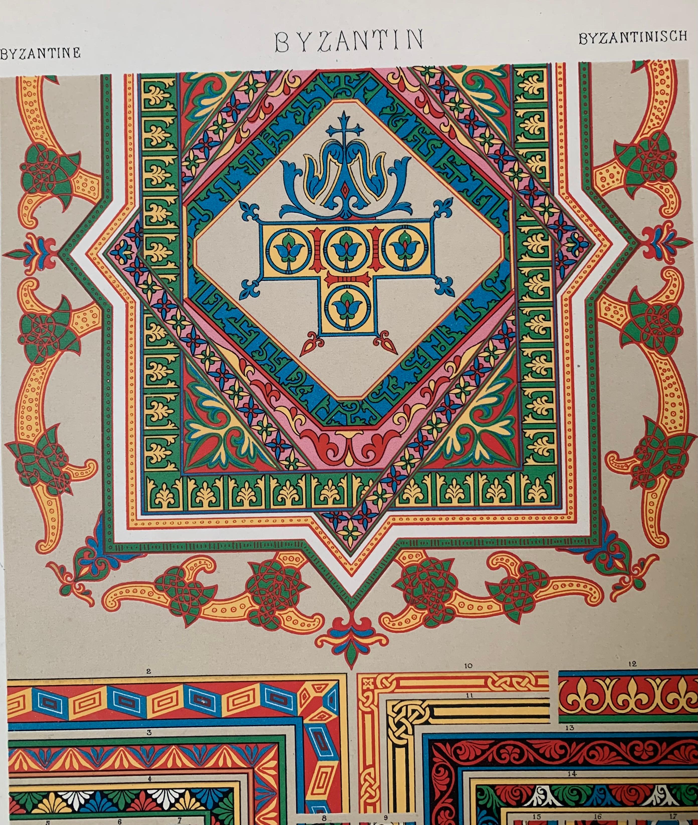 Racinet, Auguste, L'Ornement Polychrome, Paris, Firmin-Didot, Set di 4 pezzi bizantini in vendita 9