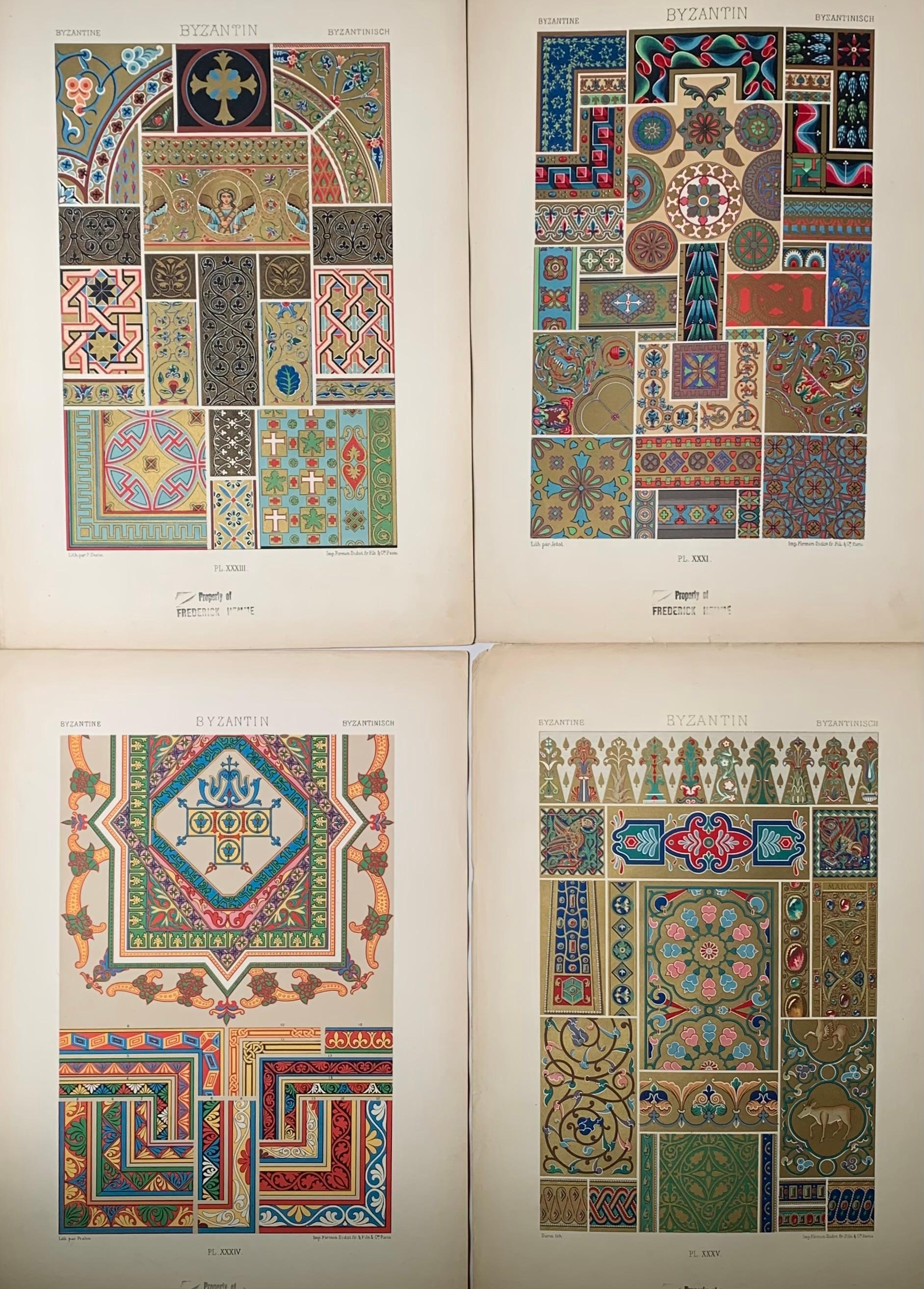 Racinet, Auguste, L'Ornement Polychrome, Paris, Firmin-Didot, Set di 4 pezzi bizantini in vendita 10