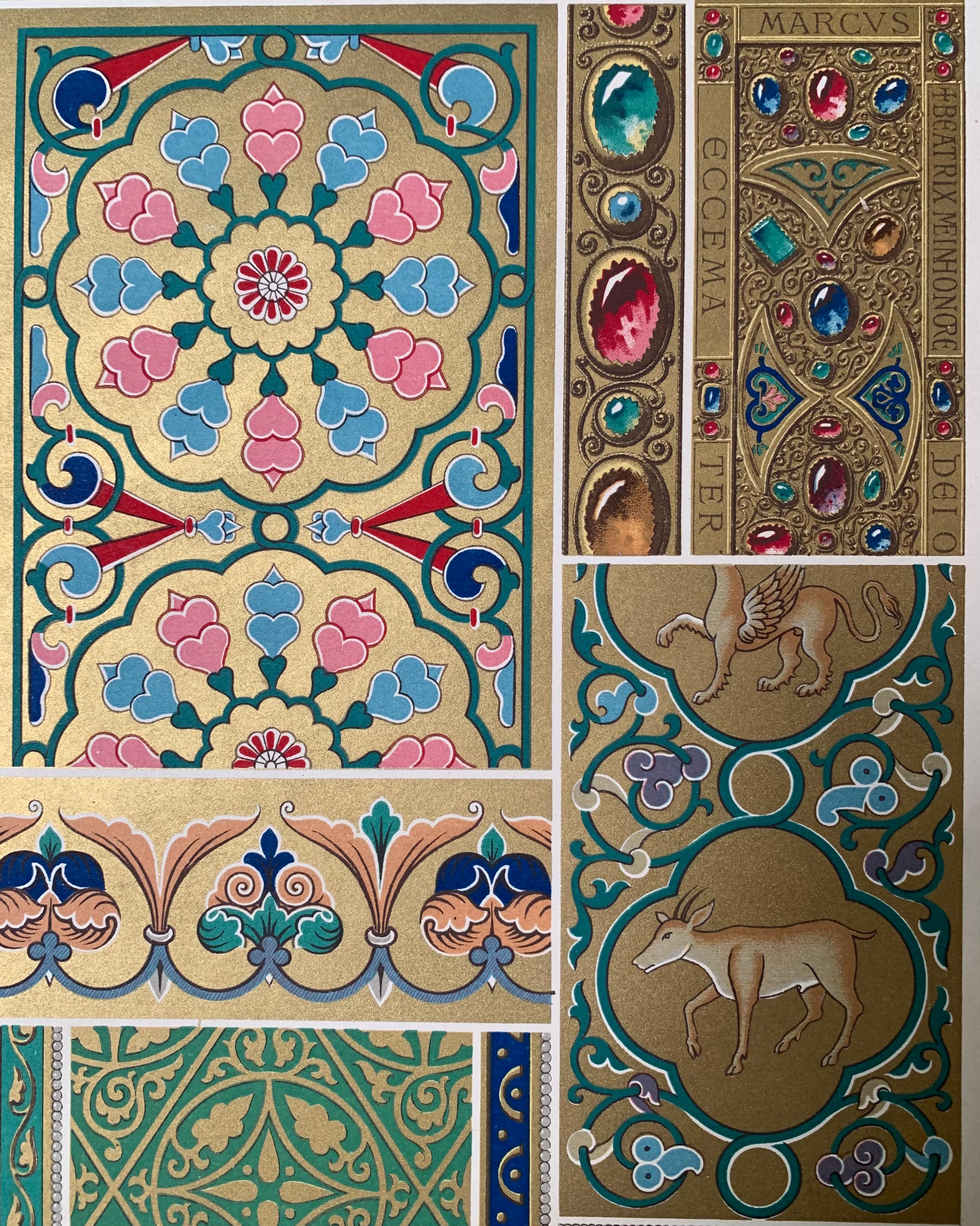 Francese Racinet, Auguste, L'Ornement Polychrome, Paris, Firmin-Didot, Set di 4 pezzi bizantini in vendita