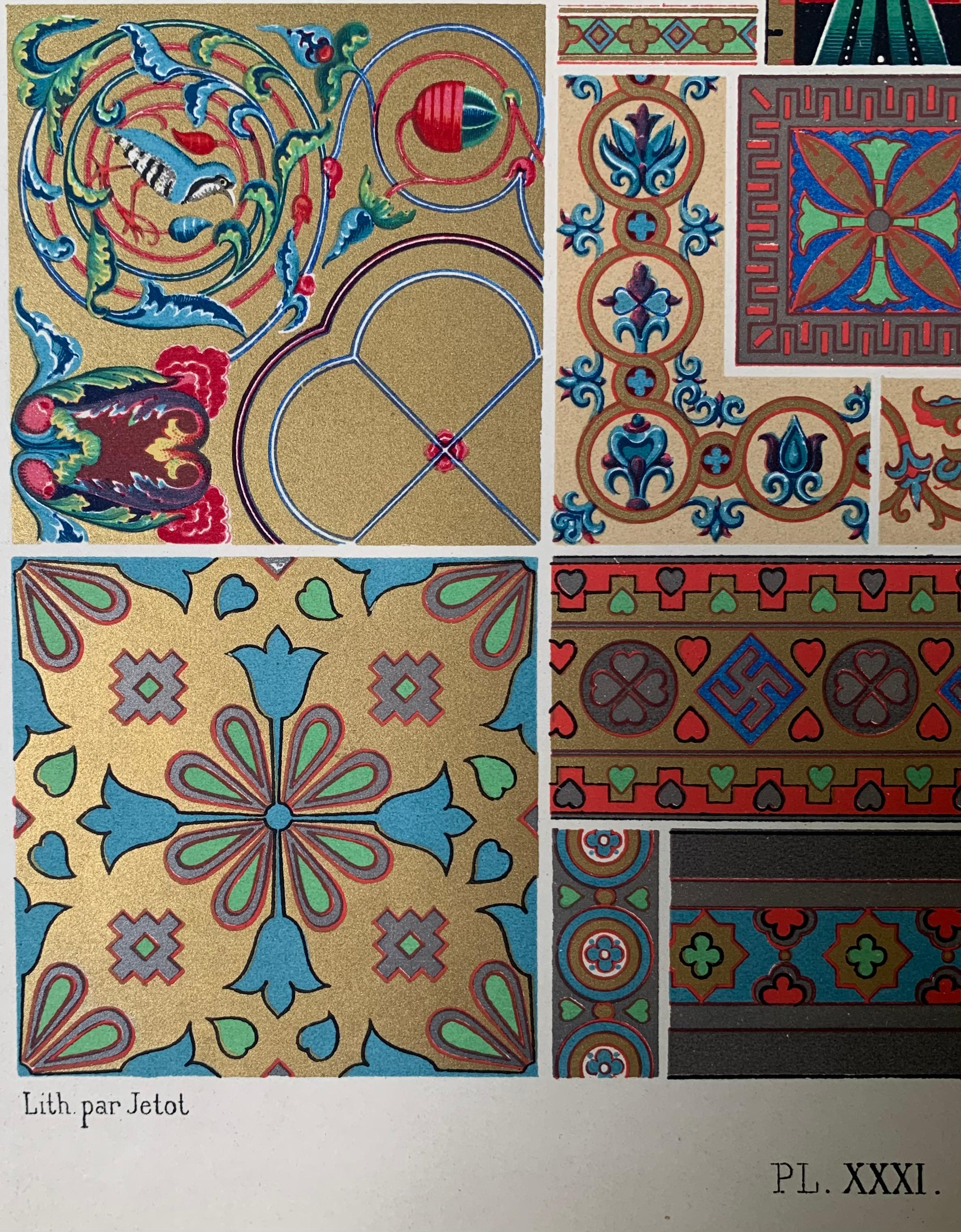 Racinet, Auguste, L'Ornement Polychrome, Paris, Firmin-Didot, Set di 4 pezzi bizantini in vendita 2