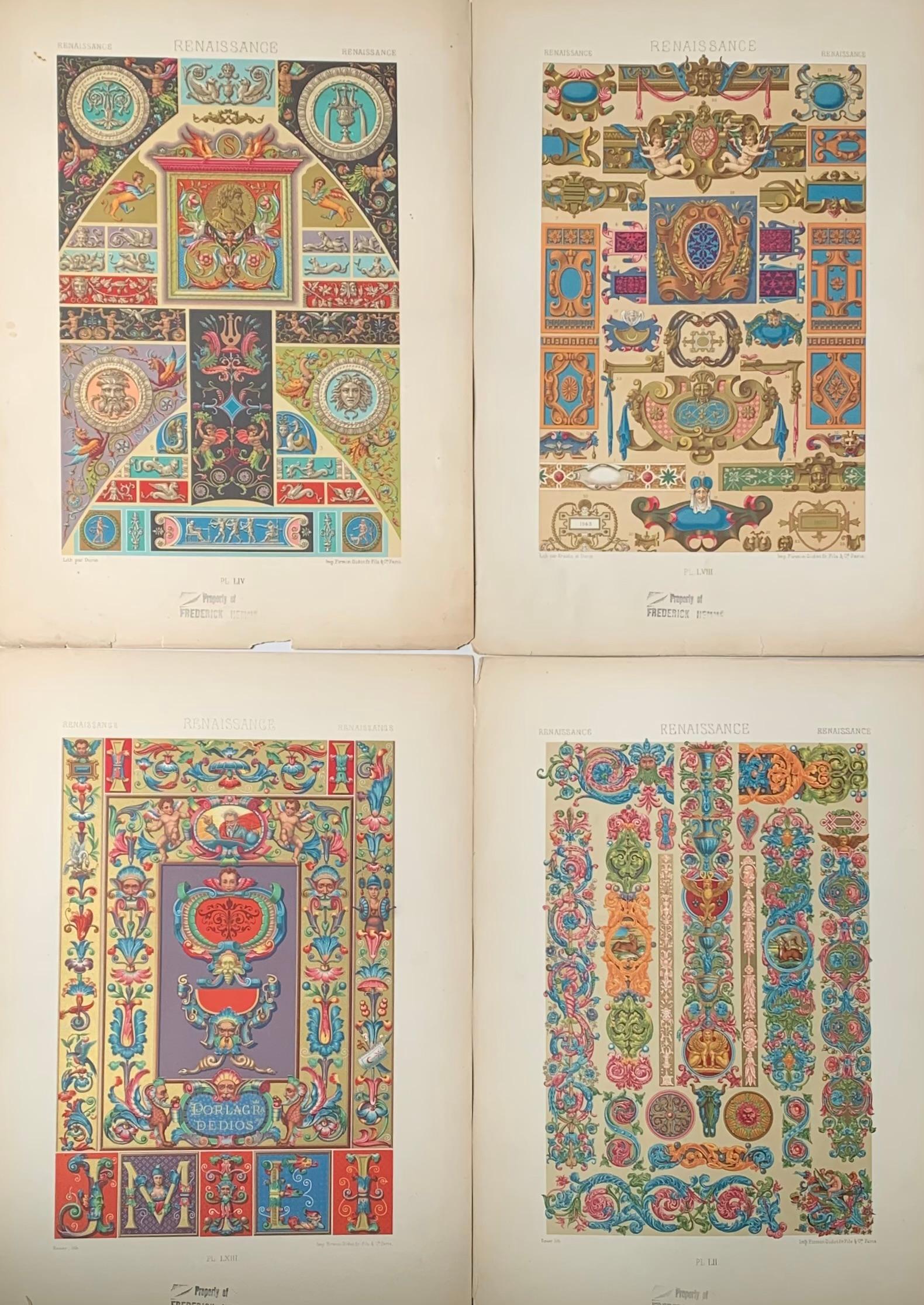 Racinet, Auguste, L'Ornement Polychrome, Renaissance Set of 4 Firmin-Didot Paris For Sale 11