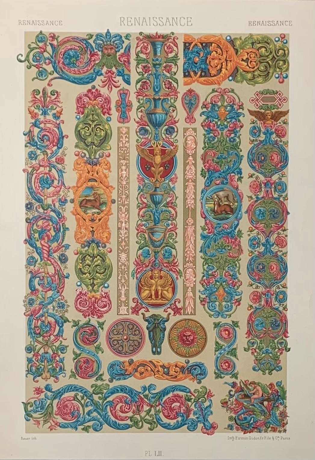 19th Century Racinet, Auguste, L'Ornement Polychrome, Renaissance Set of 4 Firmin-Didot Paris For Sale