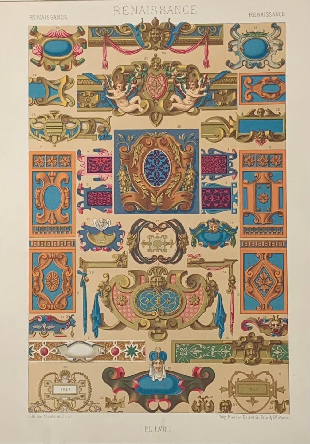 Racinet, Auguste, L'Ornement Polychrome, Renaissance Set of 4 Firmin-Didot Paris For Sale 3