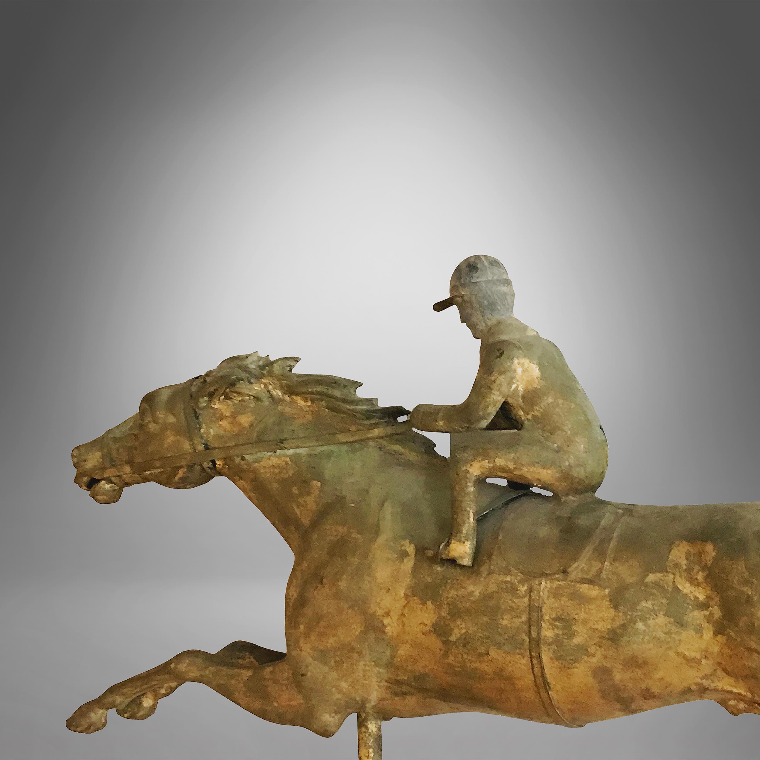 Folk Art Racing Horse and Jockey Weathervane