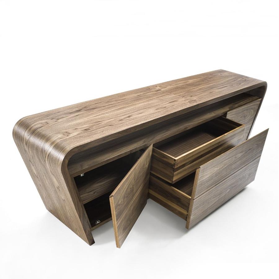 Hand-Crafted Racing Sideboard in Solid Walnut Wood