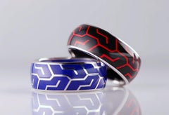 Racing Spirit: Platinum & High-Tech Red-Black Ceramic Men's Ring