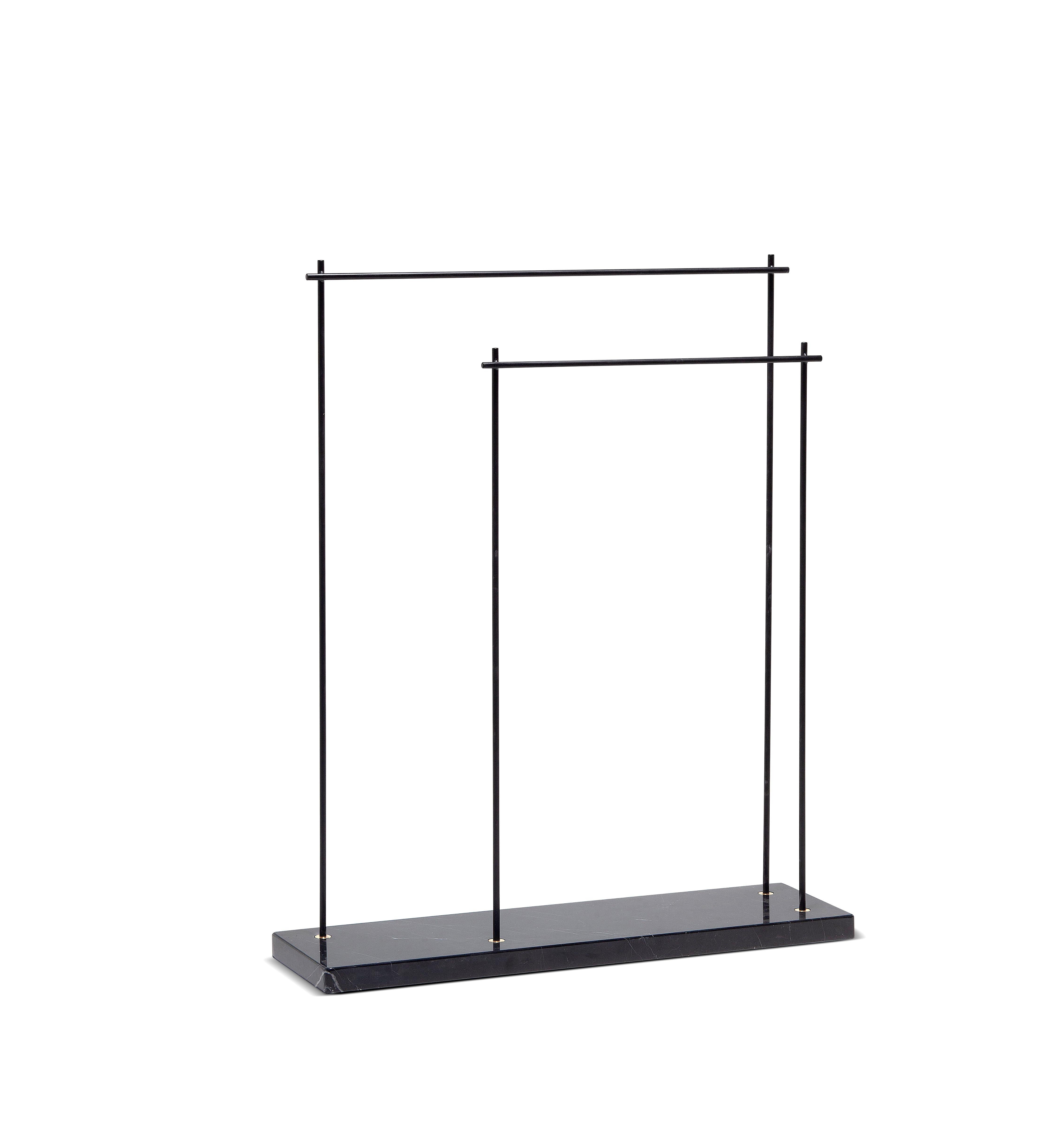 Rack towel holder by Joseph Vila Capdevila
Material: Marquina marble and black lacquered iron
Dimensions: 70 x 84.5 x 20 cm
Weight: 13.2 kg

Aparentment is a space for creation and innovation, experimenting with materials with the goal to