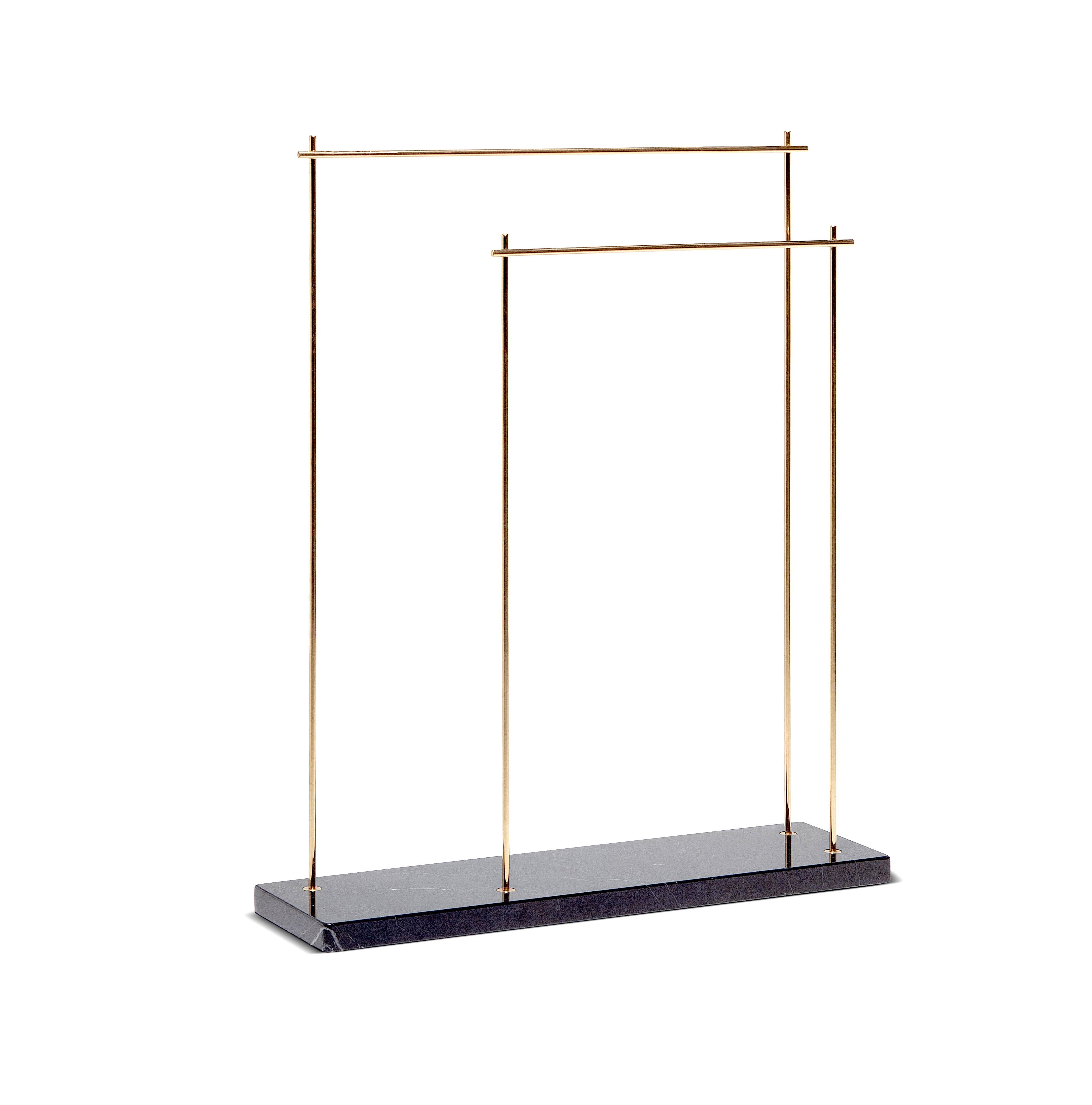 Rack towel holder by Joseph Vila Capdevila
Material: Marquina marble, brass
Dimensions: 70 x 84.5 x 20 cm
Weight: 13.2 kg

Aparentment is a space for creation and innovation, experimenting with materials with the goal to develop robust, lasting and