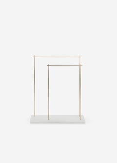 “Marblelous Rack” White Carrara Marble and Brass Minimalist Towel Rack