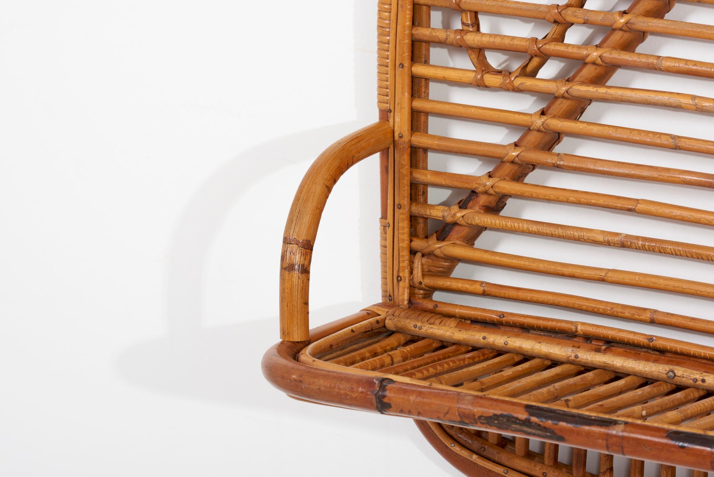 Mid-20th Century Rack or Stand in Rattan by Tito Agnoli for Bonacina, Italy, 1950s