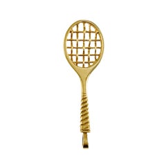 Retro Incogem 14k Gold Racket Pendant