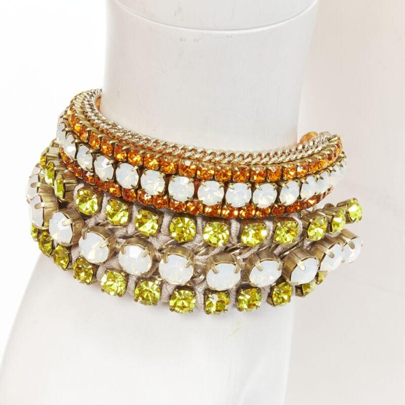 RADA Lot of 2 yellow orange rhinestone crystal jewel pearl charm bracelet In Excellent Condition For Sale In Hong Kong, NT