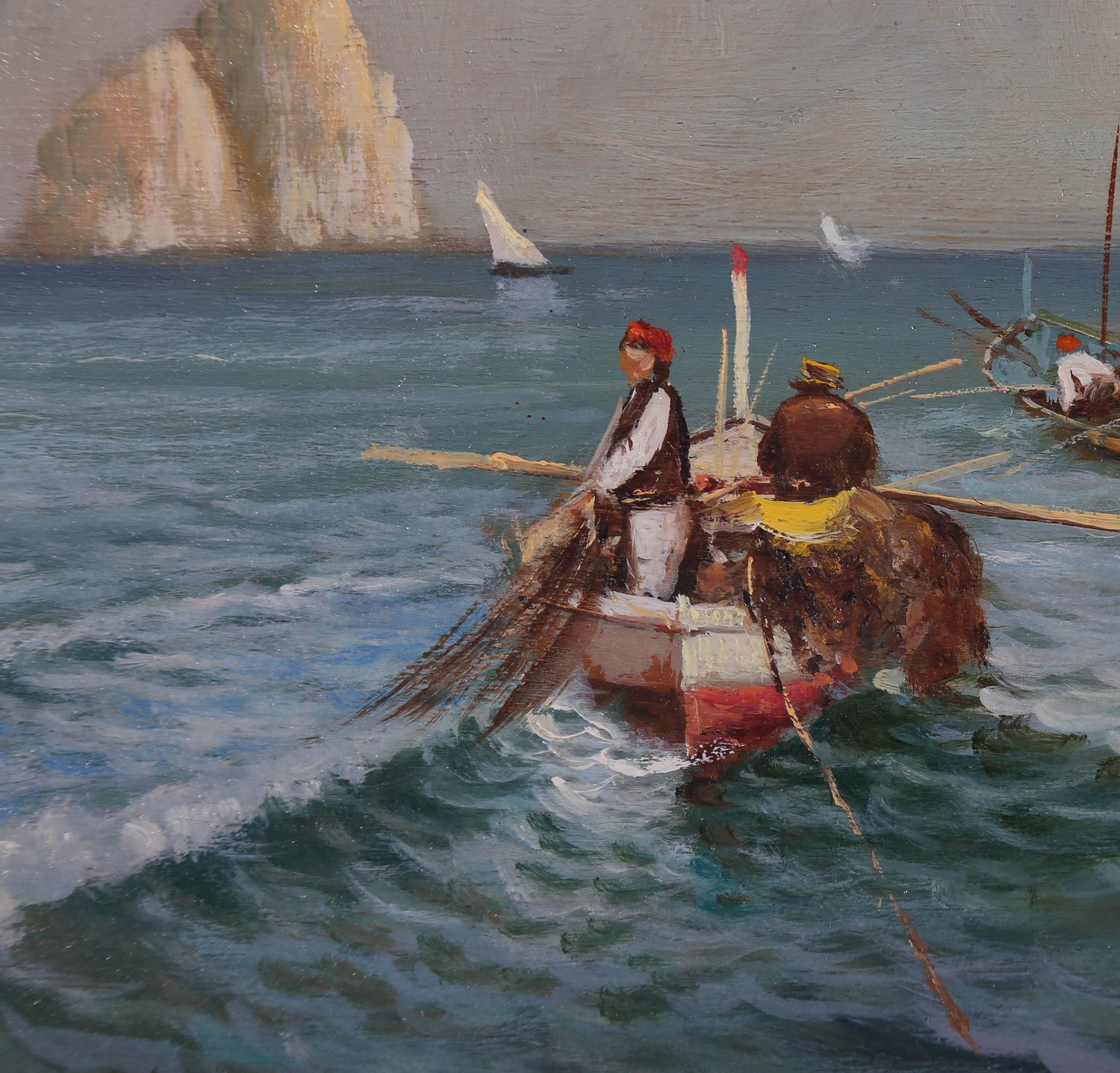 Radames Scoppa (1877-1957) - Olio della metà del XX secolo, I Pescatori in vendita 2