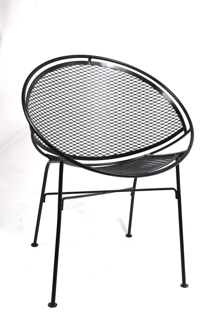 Great Radar Hoop chair designed by Tempestini for Salterini, just powder coated in semi gloss black. Originally designed for outdoor use, suitable for indoor placement as well.