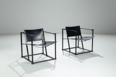 Radboud van Beekum FM61 pair of cubic lounge chairs Pastoe Netherlands 1980