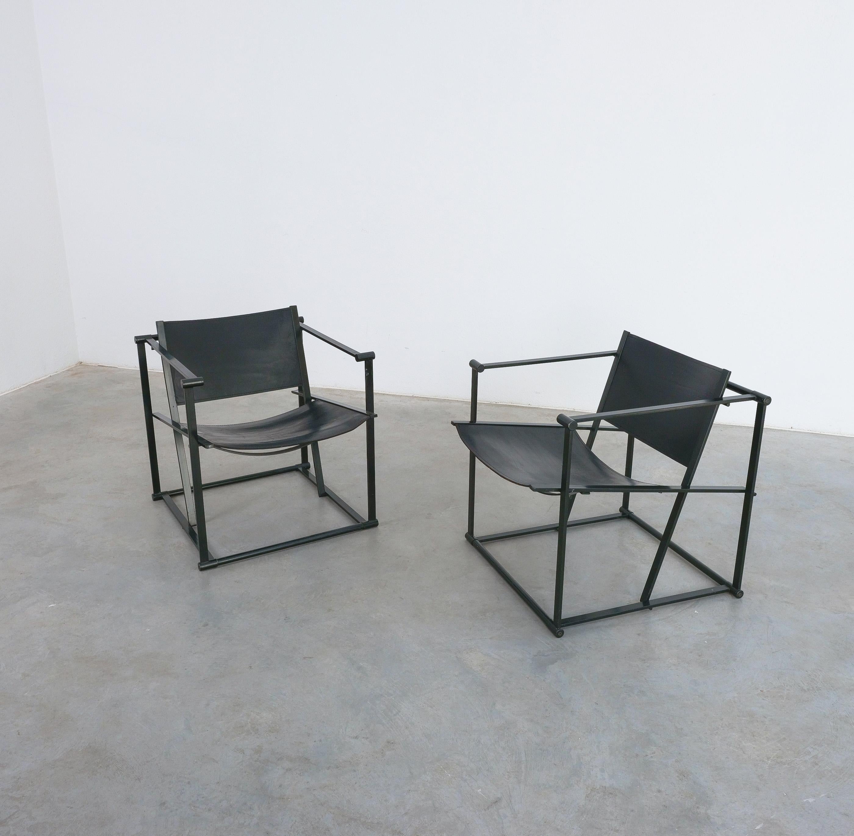 Radboud Van Beekum Lounge Chair Black Leather by for Pastoe Post Modern, 1980 For Sale 4