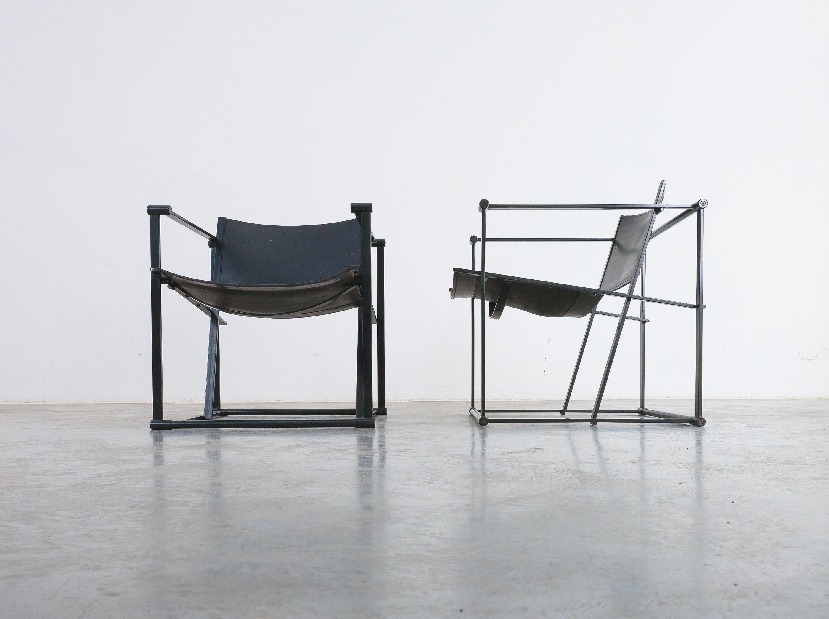 Néerlandais Radboud Van Beekum Lounge Chair Black Leather by for Pastoe Post Modernity, 1980 en vente