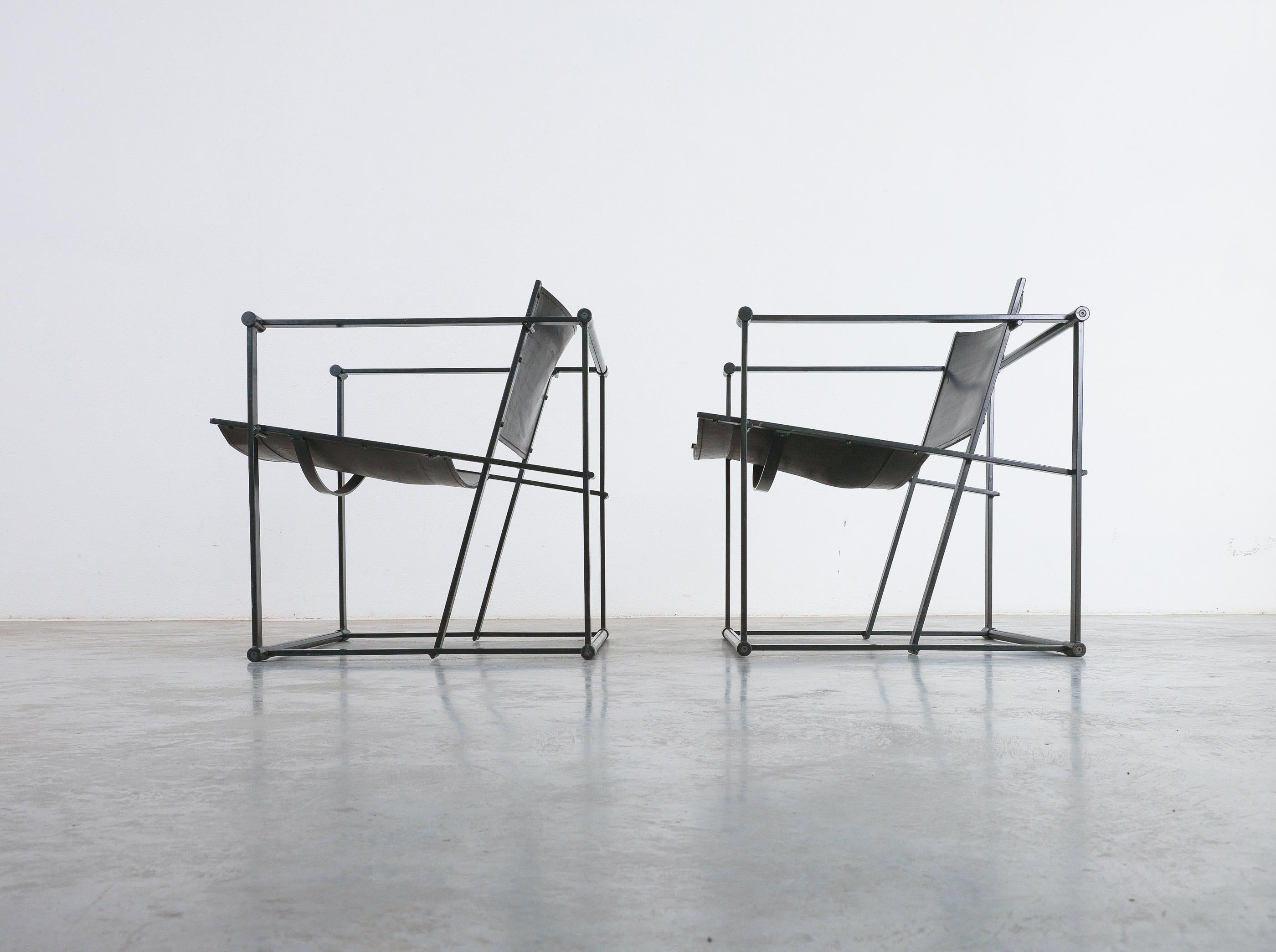 Radboud Van Beekum Lounge Chair Black Leather by for Pastoe Post Modernity, 1980 Bon état - En vente à Vienna, AT