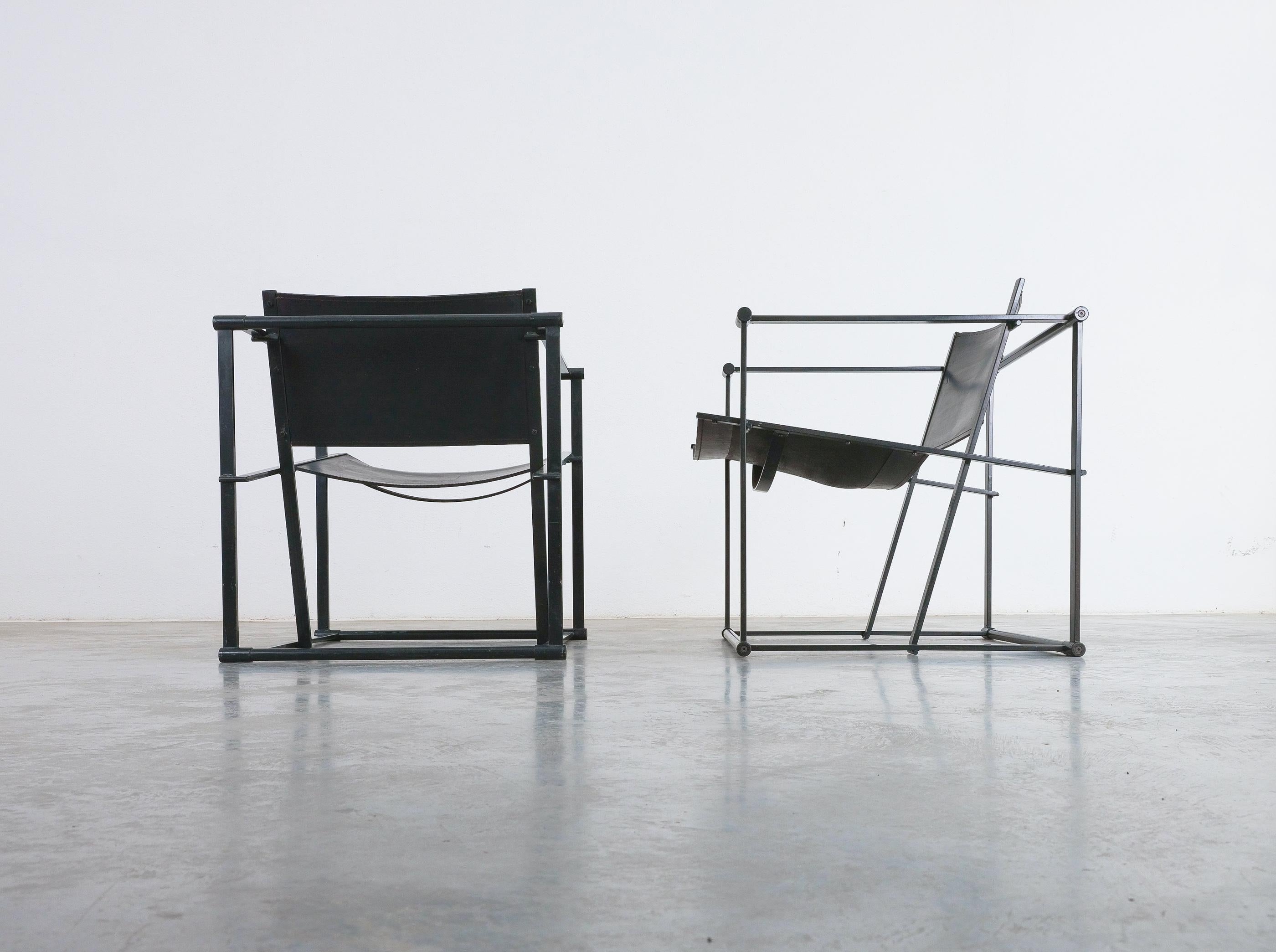 Fin du 20e siècle Radboud Van Beekum Lounge Chair Black Leather by for Pastoe Post Modernity, 1980 en vente