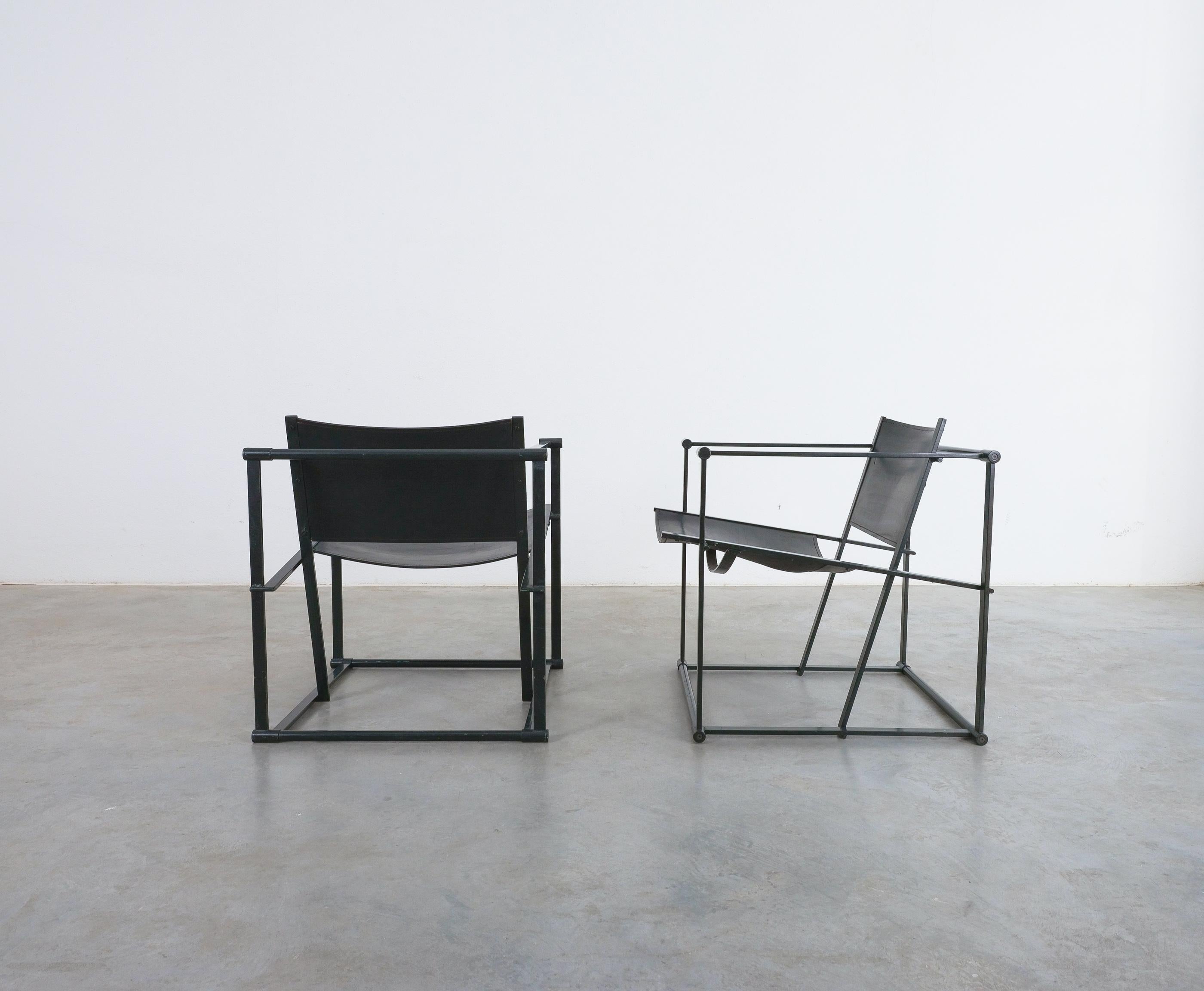 Acier Radboud Van Beekum Lounge Chair Black Leather by for Pastoe Post Modernity, 1980 en vente
