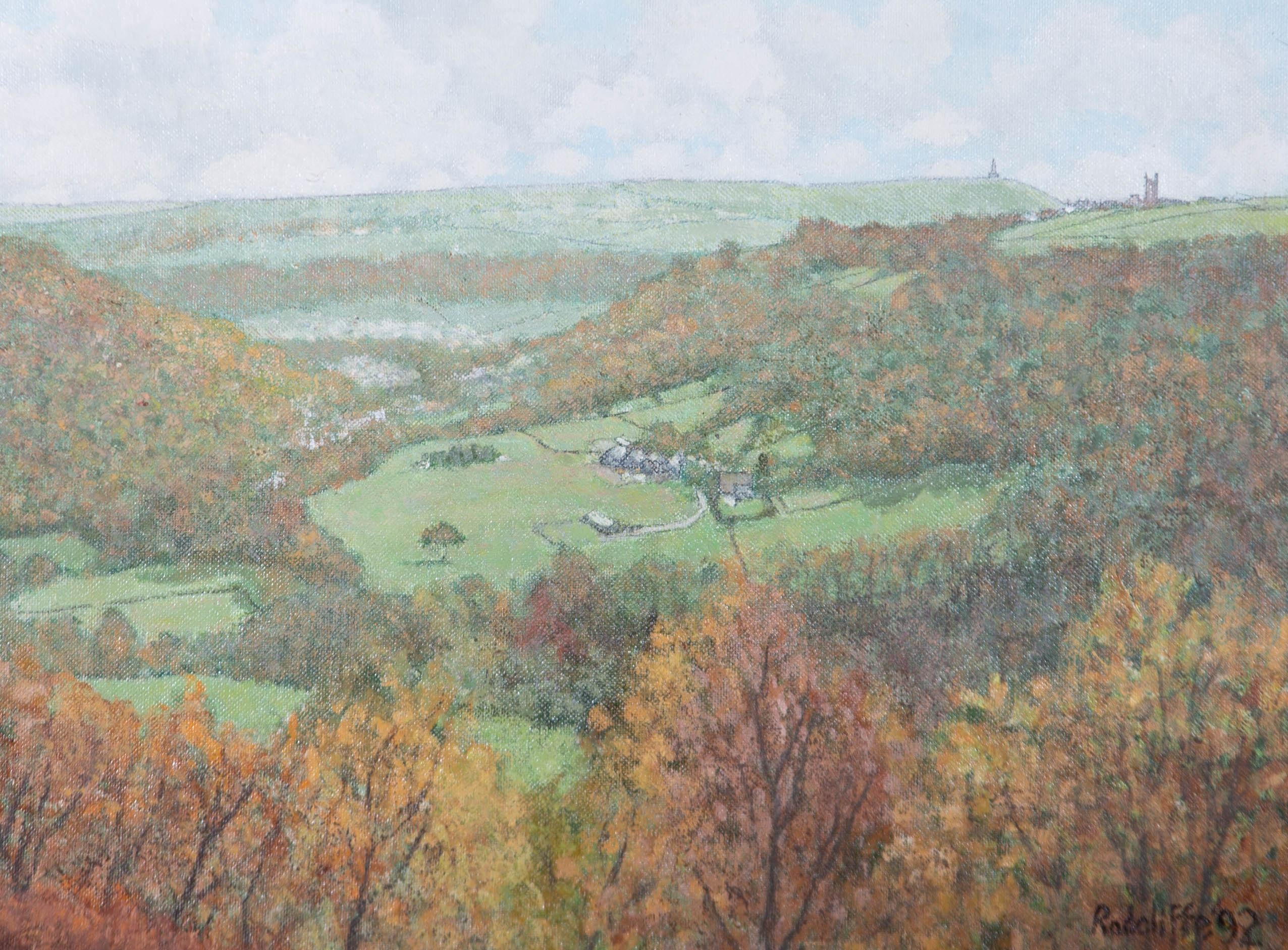 Un affascinante dipinto a olio che raffigura un paesaggio rurale a Hebden, nel North Yorkshire, in Inghilterra. Firmato e datato nell'angolo inferiore destro. Ben presentato in una sottoveste di tessuto e in una cornice maculata con effetto dorato.
