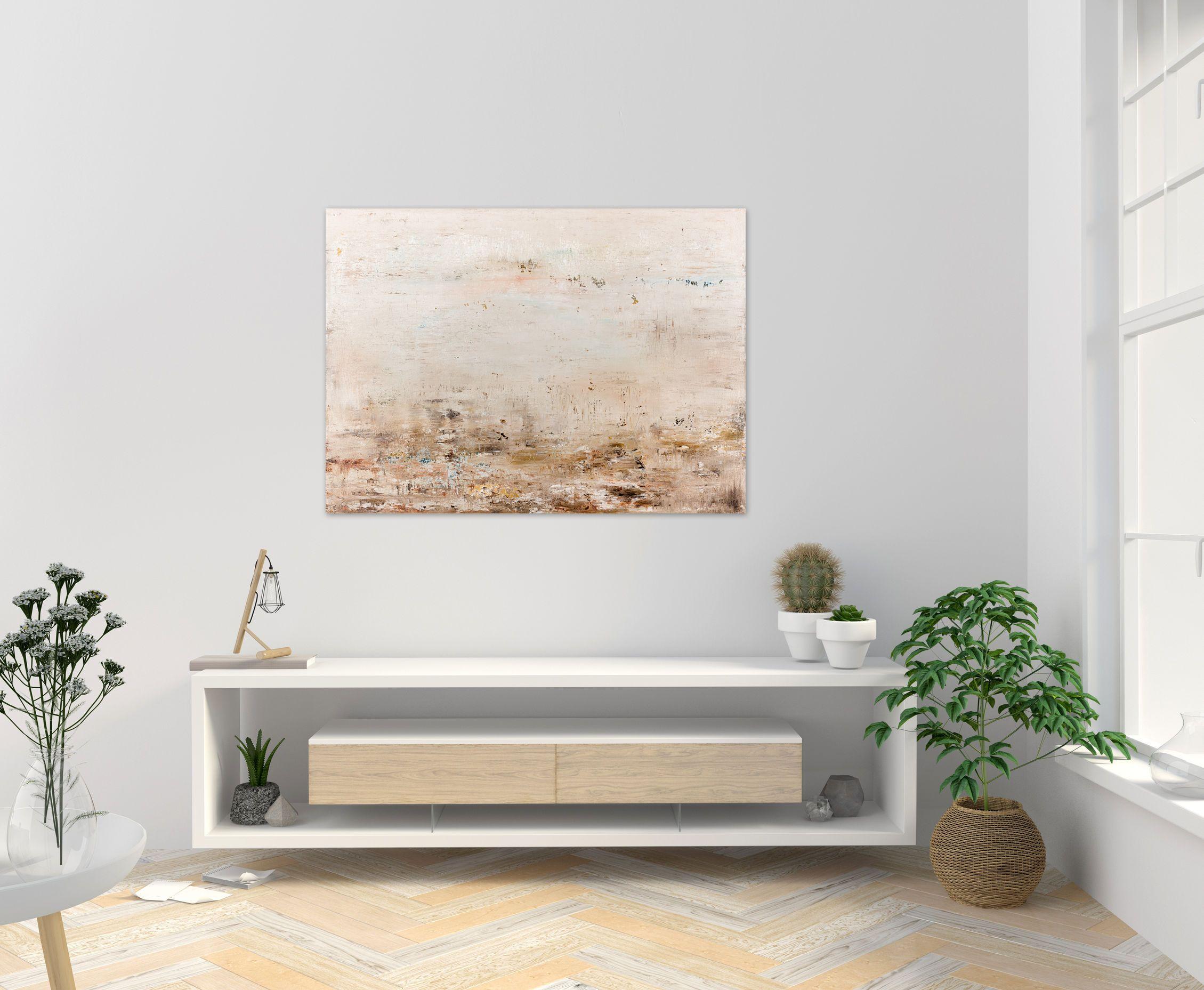 Pittura astratta AT491, Pittura, Acrilico su tela - Abstract Painting Beige di Radek Smach