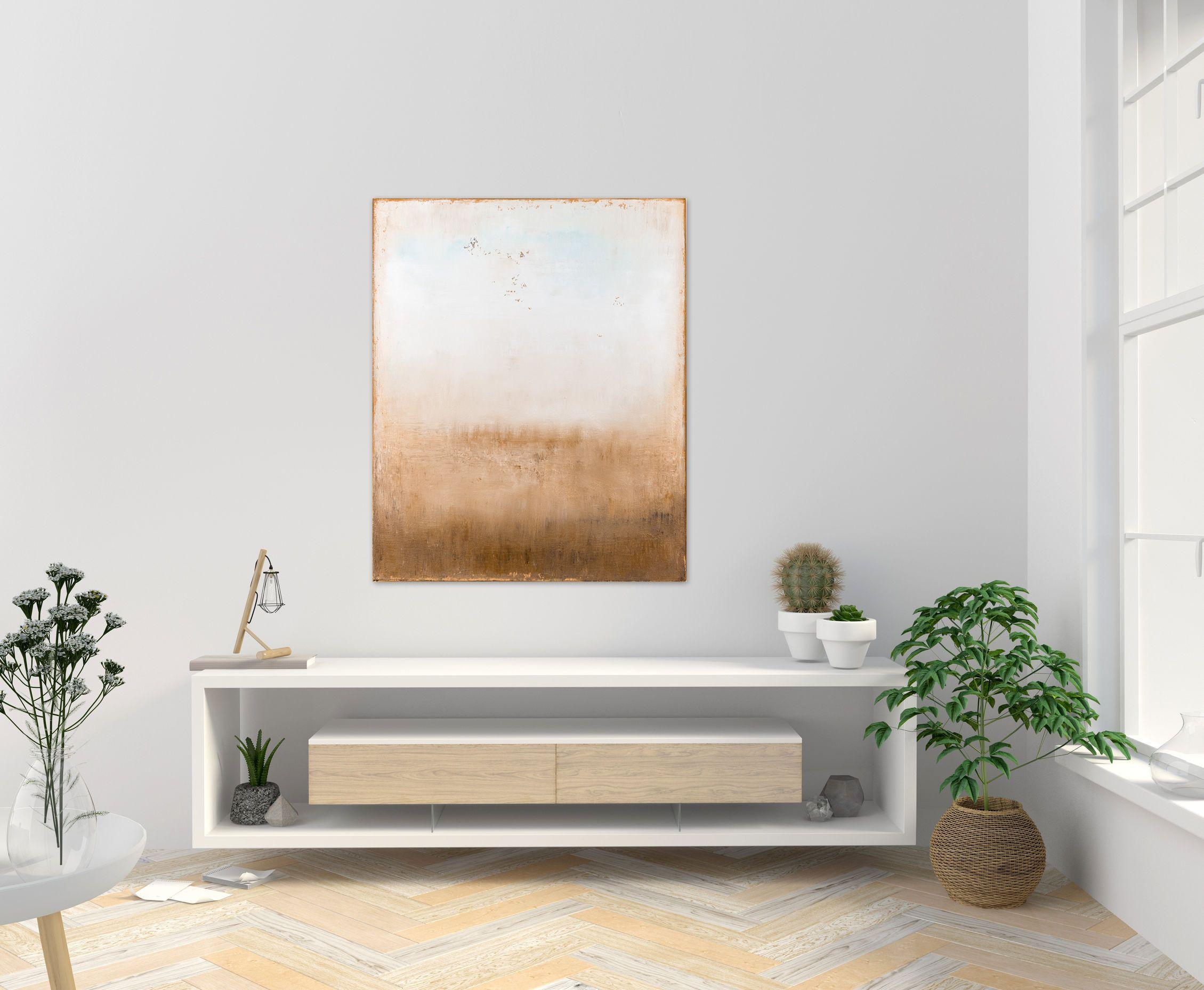 Beige abstract painting SK431, Painting, Acrylic on Canvas For Sale 3