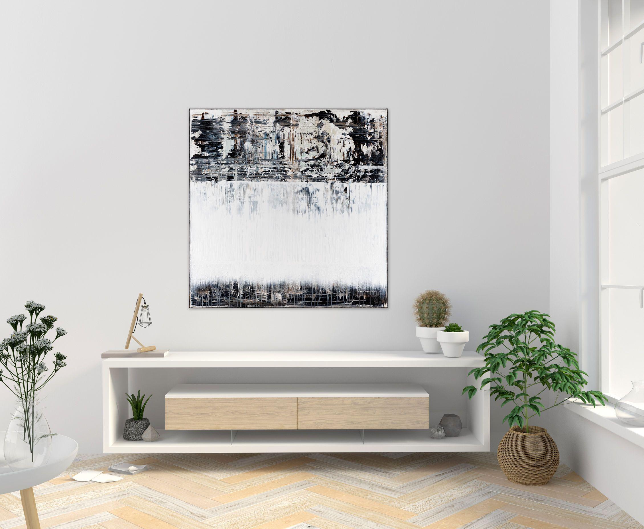 Black&White Abstract painting BX397, Painting, Acrylic on Canvas 2