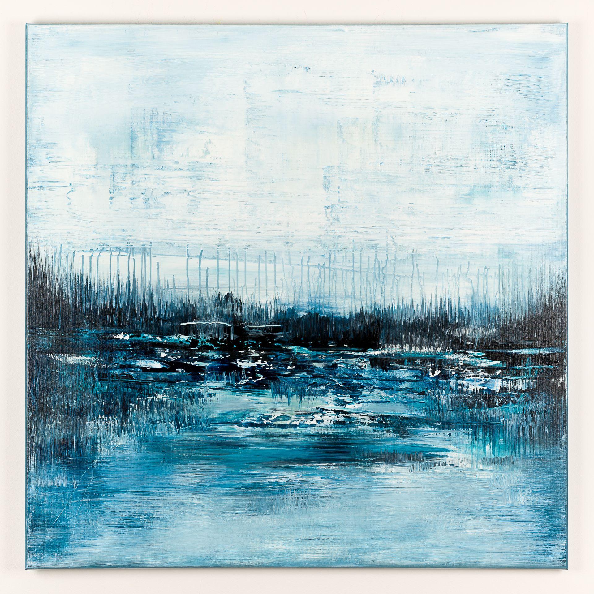 Paisaje abstracto azul AS027, Pintura, Acrílico sobre lienzo - Painting de Radek Smach
