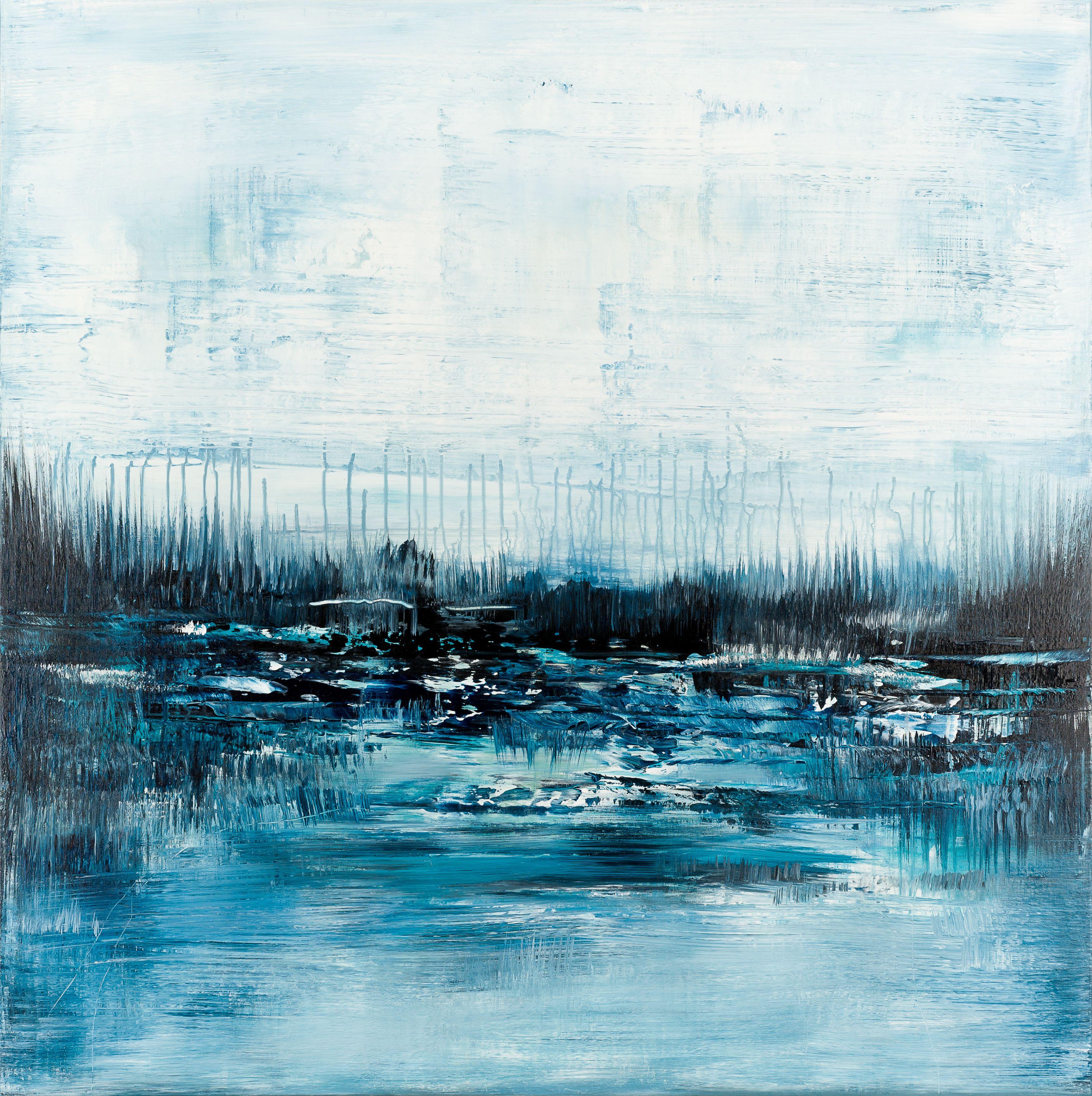 Abstract Painting de Radek Smach - Paisaje abstracto azul AS027, Pintura, Acrílico sobre lienzo