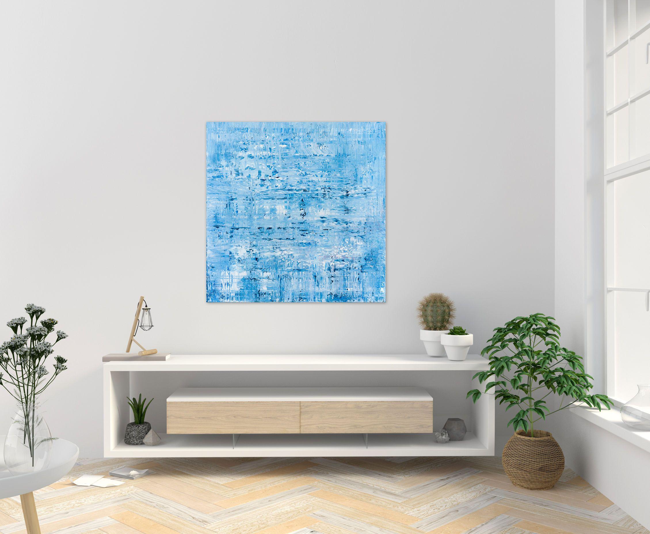 Blue abstract painting BH466, Painting, Acrylic on Canvas 3
