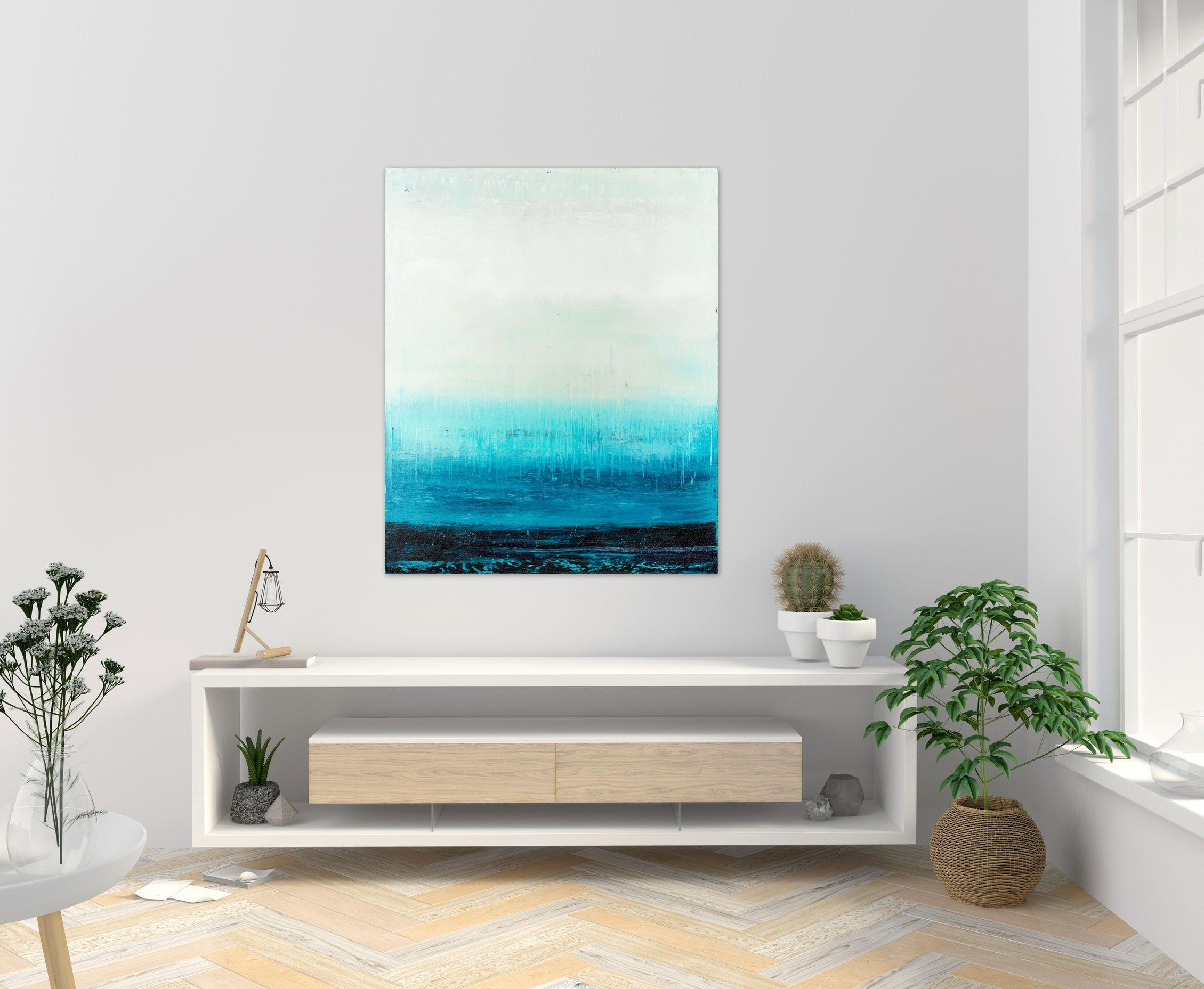 Quadro astratto blu UI842, Pittura, Acrilico su tela - Abstract Painting Grigio di Radek Smach